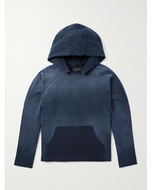 Les Tien Hoodie aus Baumwoll-Jersey in Distressed-Optik - Blau