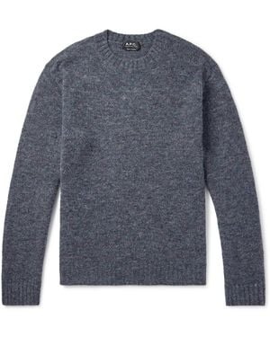 A.P.C. Lucas Brushed Knitted Sweater - Blue