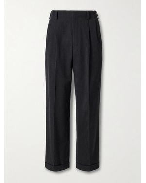 A.PRESSE Straight-Leg Wool-Twill Trousers - Black