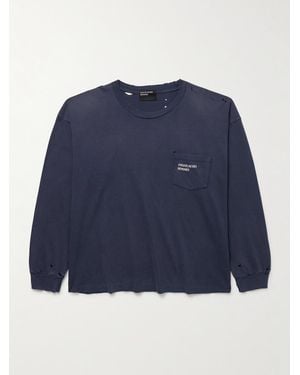 Enfants Riches Deprimes Oberteil aus Baumwoll-Jersey mit Logoprint in Distressed-Optik - Blau