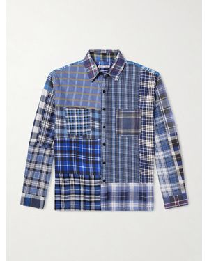 Needles Patchwork Checked Cotton-flannel Shirt - Blue