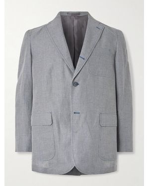 Beams Plus 3B Checked Linen-Blend Suit Jacket - Grey