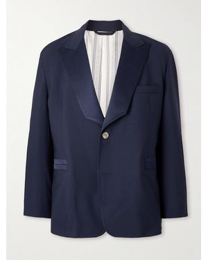 Etro Silk Twill-Trimmed Stretch-Wool Suit Jacket - Blue