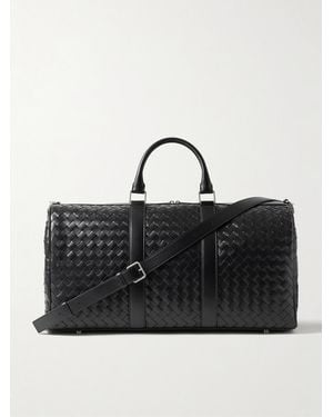 Bottega Veneta Intrecciato Leather Weekend Bag - Black
