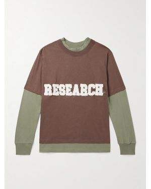 Kartik Research Research Logo-Appliquéd Layered Cotton-Jersey T-Shirt - Brown