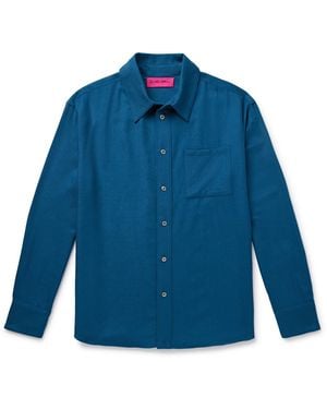 The Elder Statesman Wool And Cashmere-Blend Twill Shirt - Blue