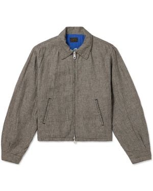 Kapital Houndstooth Linen Blouson Jacket - Gray