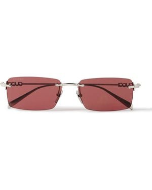 Gucci Rimless Rectangular-Frame-Tone Sunglasses - Pink