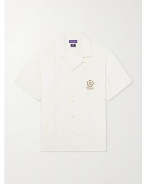Ralph Lauren Wimbledon Camp-Collar Embroidered Silk And Linen-Blend Shirt - White