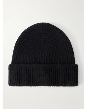 Johnstons of Elgin Ribbed Cashmere Beanie - Black