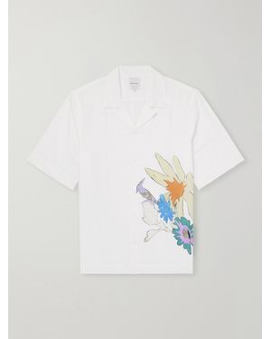 Paul Smith Camp-Collar Printed Cotton, Lyocell And Linen-Blend Shirt - White