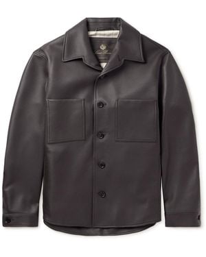 Loro Piana Evandro Full Grain Leather Overshirt - Black