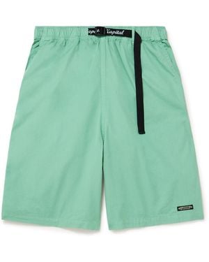 Kapital Easy Wide-leg Belted Cotton-twill Shorts - Green