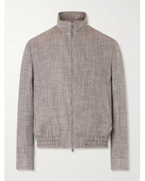Brunello Cucinelli Herringbone Bomber Jacket - Grey