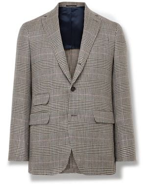 Sid Mashburn Virgil No.2 Slim-Fit Prince Of Wales Checked Wool And Linen-Blend Hopsack Blazer - Gray