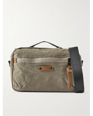 master-piece Root S Leather-Trimmed Nylon Messenger Bag - Marrone