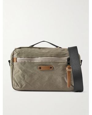 master-piece Root S Leather-Trimmed Nylon Messenger Bag - Brown