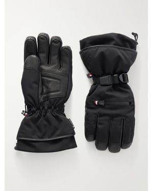 Moncler Leather-Trimmed Quilted Shell Padded Ski Gloves - Black