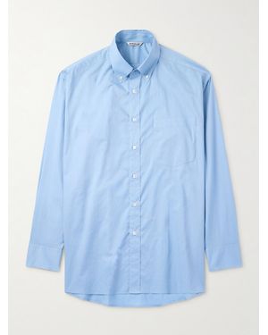 AURALEE Oversized Button-down Collar Cotton Shirt - Blue