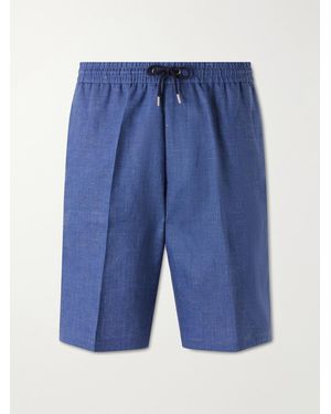 Paul Smith Pleated Linen Drawstring Shorts - Blue
