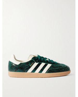 adidas Originals Samba Og Leather-Trimmed Snake-Effect Trainers - Green