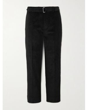 Officine Generale Hoche Belted Straight-Leg Cotton-Blend Corduroy Trousers - Black