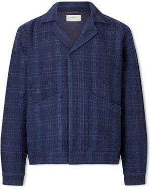 Folk Chain Checked Cotton And Wool-blend Jacket - Blue