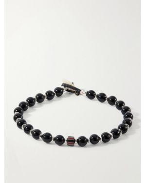Mikia Sterling And Onyx Beaded Bracelet - Metallic