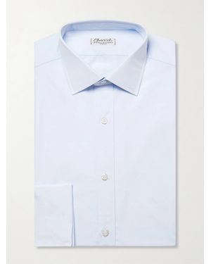 Charvet Slim-Fit Double Cuff Cotton-Poplin Shirt - Blue