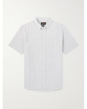 Beams Plus Button-Down Collar Checked Cotton Shirt - White