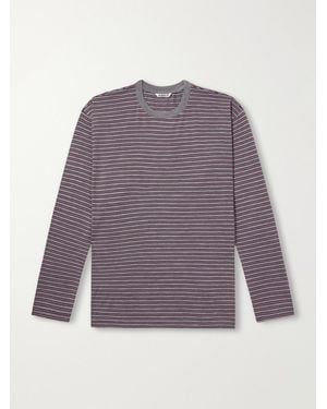 AURALEE Striped Wool-Jersey T-Shirt - Purple