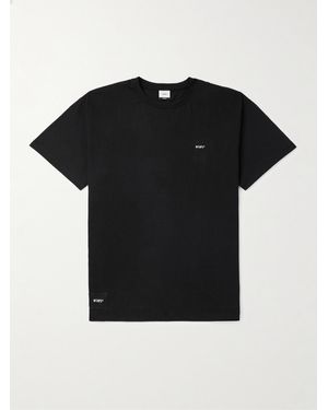 WTAPS Logo-Print Appliquéd Cotton-Jersey T-Shirt - Black