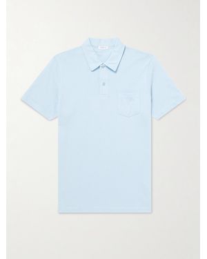 Sunspel Riviera Slim-Fit Cotton-Mesh Polo Shirt - Blue