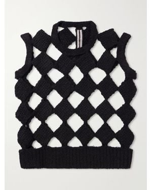 Rick Owens Macramé Cashmere And Silk-Blend Jumper Vest - Black