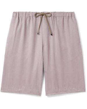 Dries Van Noten Straight-Leg Washed-Twill Drawstring Shorts - Pink