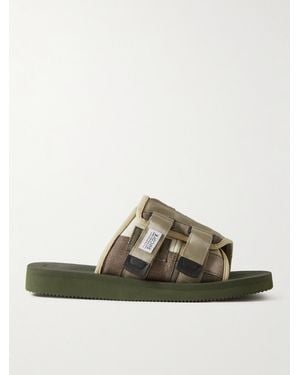 Suicoke KAW-VS Sandalen aus Denim mit Besatz aus Webband und Veloursleder - Grün