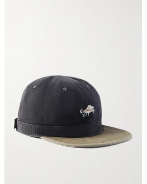 Kapital Life Scherzo Chino Brimfield Embroidered Cotton-Twill Cap - Blue