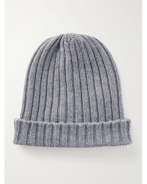Thom Sweeney Ribbed Cashmere Beanie - Grau