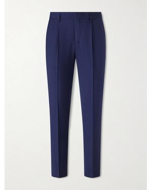 Sunspel Tapered Pleated Virgin Wool-twill Trousers - Blue