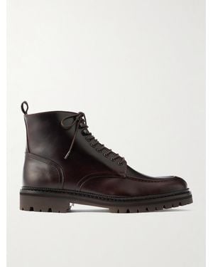 MR P. Commander Shearling-Lined Leather Lace-Up Boots - Black