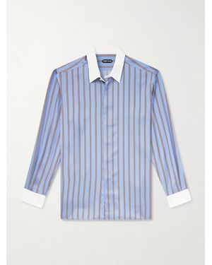 Tom Ford Striped Silk Shirt - Blue