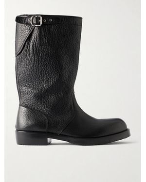 Dries Van Noten Grained Leather Boots - Black