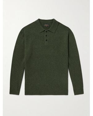 Beams Plus Wool Polo Shirt - Green