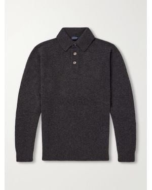 Thom Sweeney Cashmere And Silk-Blend Polo Shirt - Blue