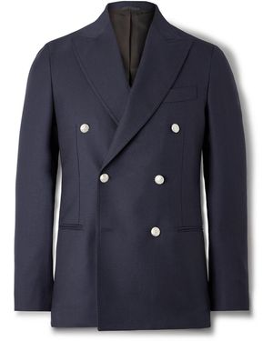 De Petrillo Sorrento Double-breasted Wool-twill Blazer - Blue