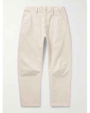 Nili Lotan Emir Straight-leg Cotton-blend Twill Trousers - Natural