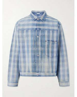 A.PRESSE Checked Denim Jacket - Blue