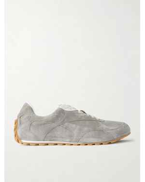 Bottega Veneta Orbit Flash Leather-Trimmed Suede Trainers - White