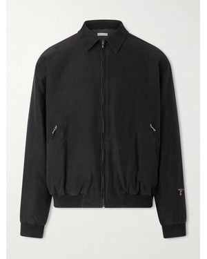 A.PRESSE Cotton And Silk-Blend Moleskin Bomber Jacket - Black