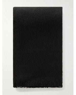 Anderson & Sheppard Fringed Cashmere-Twill Scarf - Black